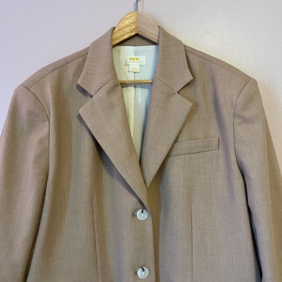 Anthropologie Maeve Oversized Blazer Jacket Pockets Menswear Neutral Beige XS/S - Picture 9 of 16